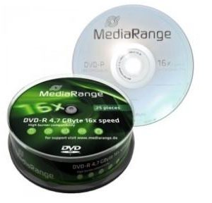 DISCO DVD+R 4.7 GB 16 MEDIARANGE CON CAJA